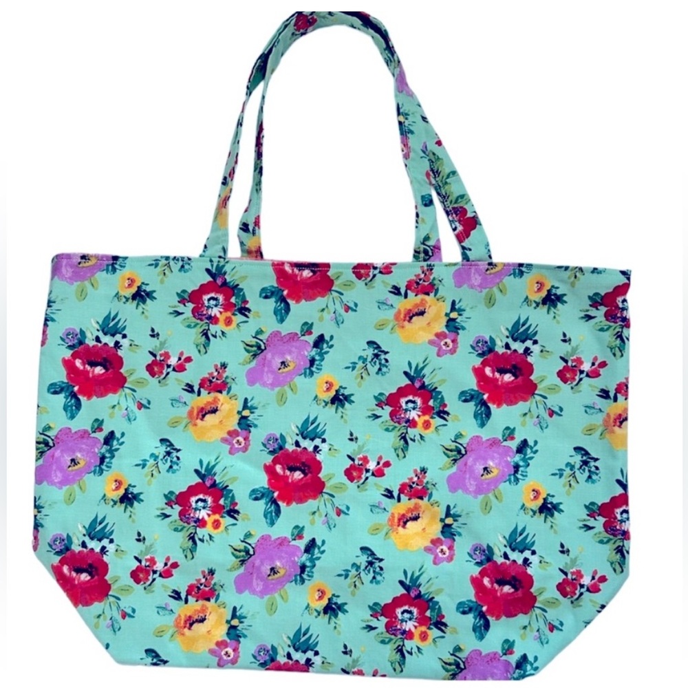 Hand Crafted Floral Tote Colorful All Purpose Market Bag Carry Shoulder Purse - Picture 3 of 8